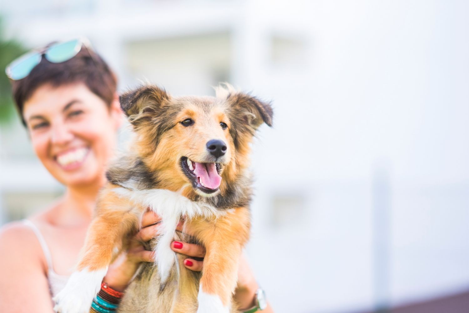 woman with her dog